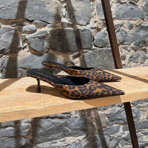 Saint Laurent Animal Print Barbara 55 Mules Pumps